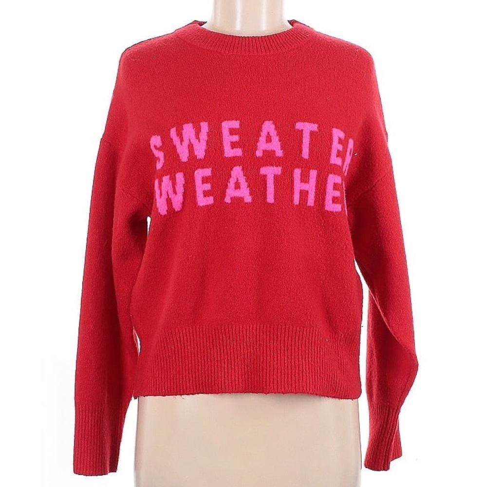 Red Sweater with Pink Lettering